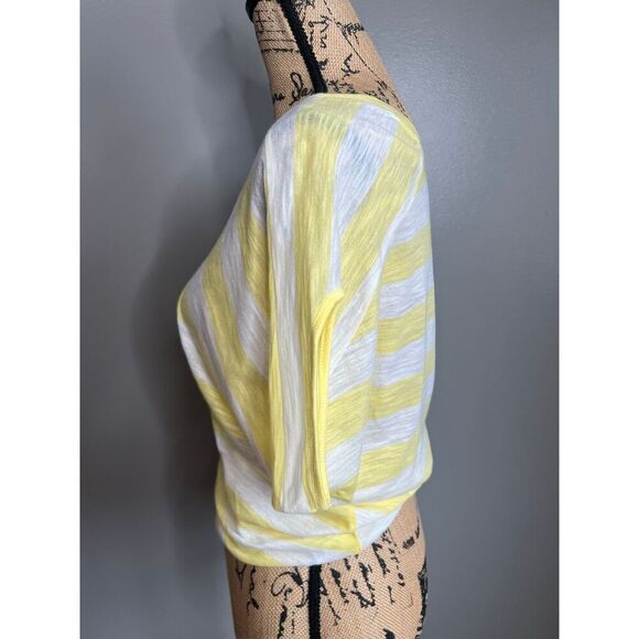 4/$25 Express yellow white stripes blouson tee shirt XS summer casual travel - Picture 5 of 7